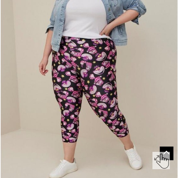 NWT Disney Alice in Wonderland Platinum Capri Legging-Liquid Black Cheshire Cat - Picture 3 of 10